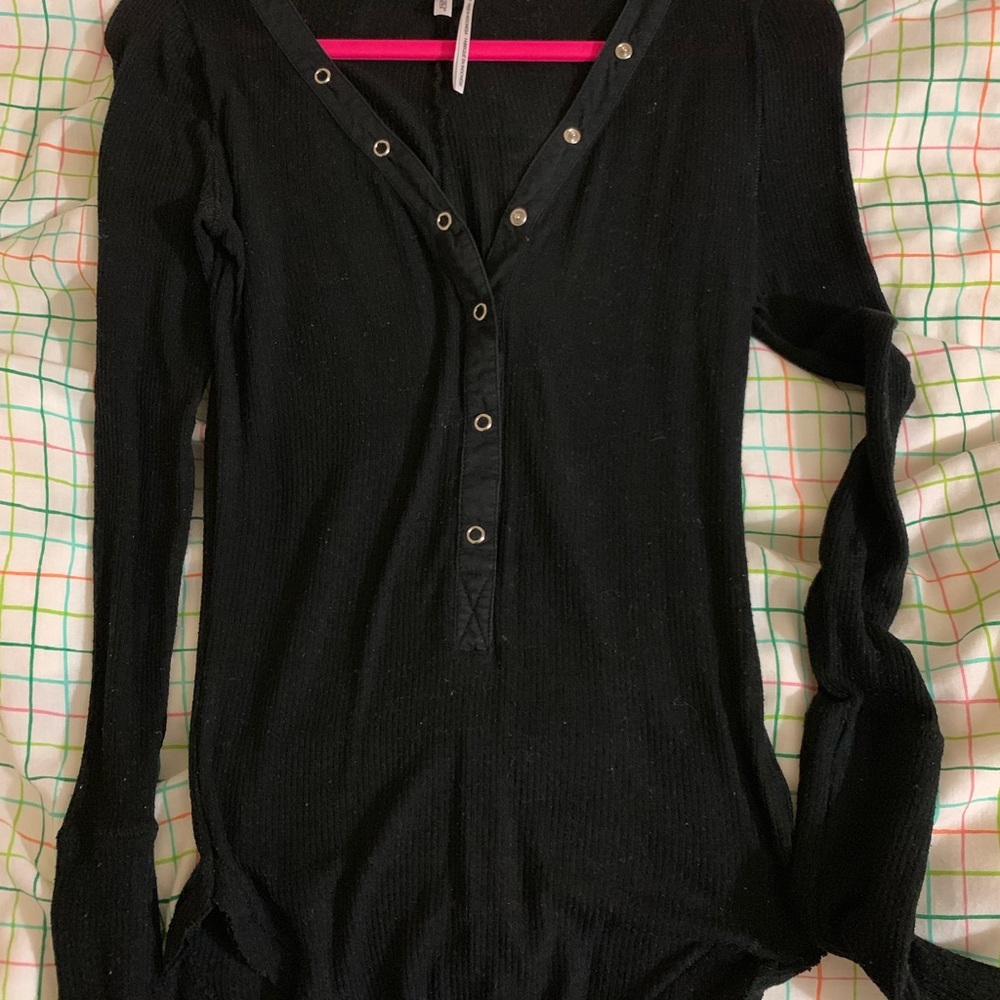 Out from Under Black Henley Long Sleeve